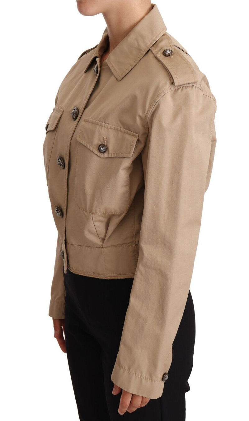 Elegant Cropped Cotton Jacket in Beige Dolce & Gabbana