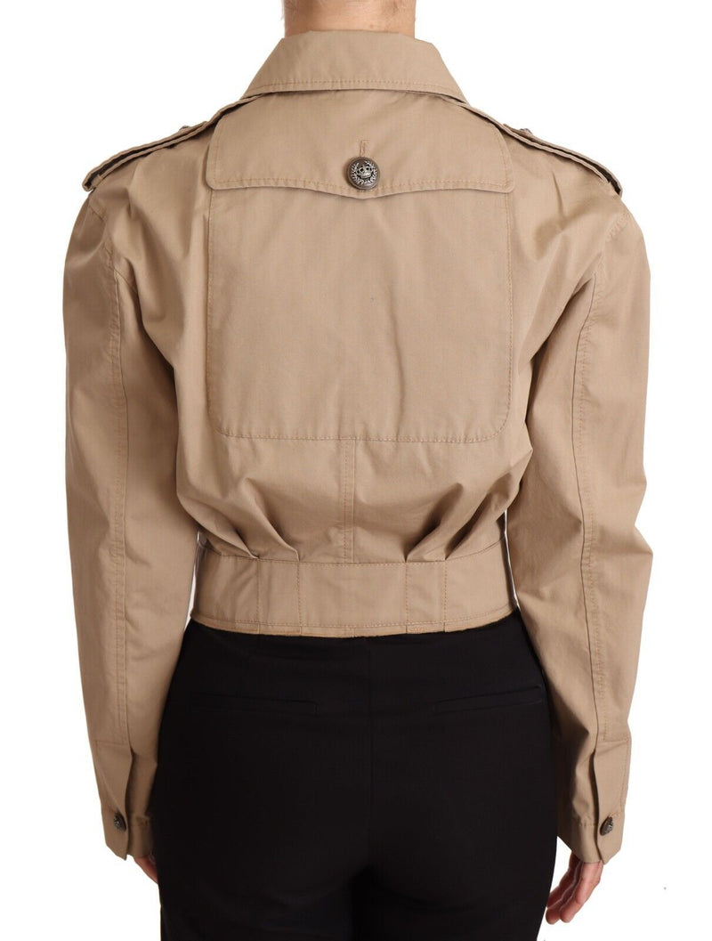 Elegant Cropped Cotton Jacket in Beige Dolce & Gabbana