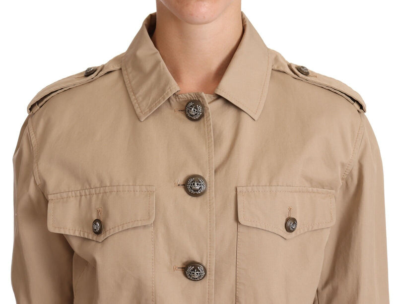 Elegant Cropped Cotton Jacket in Beige Dolce & Gabbana