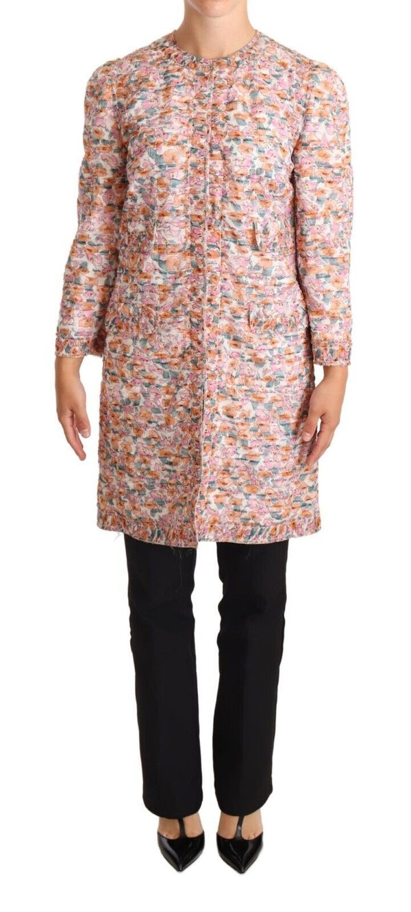 Elegant Floral Silk Trench Coat Dolce & Gabbana