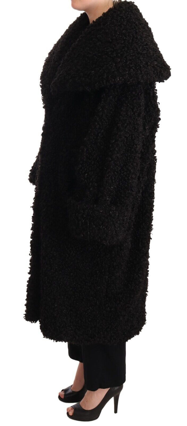 Elegant Black Fur Cape Trench Coat Dolce & Gabbana