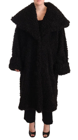 Elegant Black Fur Cape Trench Coat Dolce & Gabbana