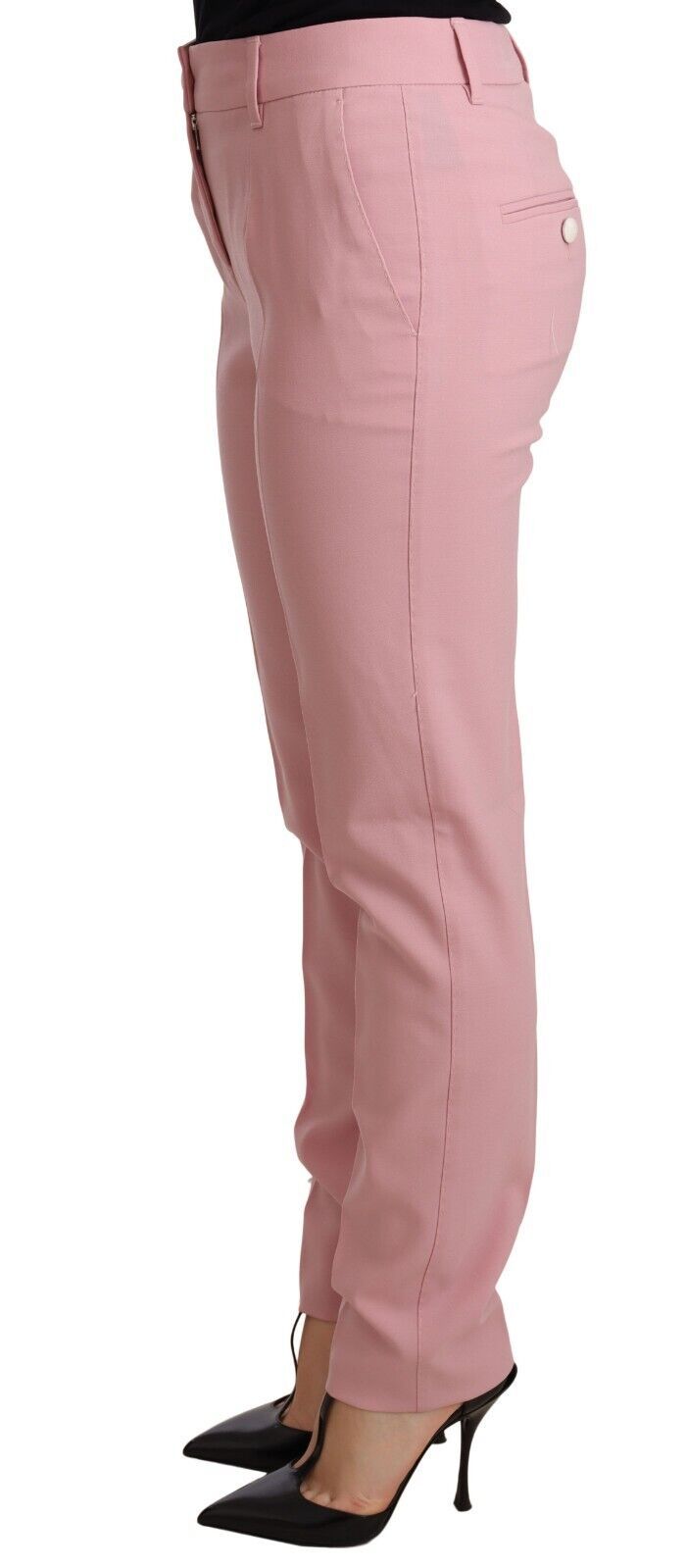 Elegant Pink Tapered Wool Trousers Dolce & Gabbana