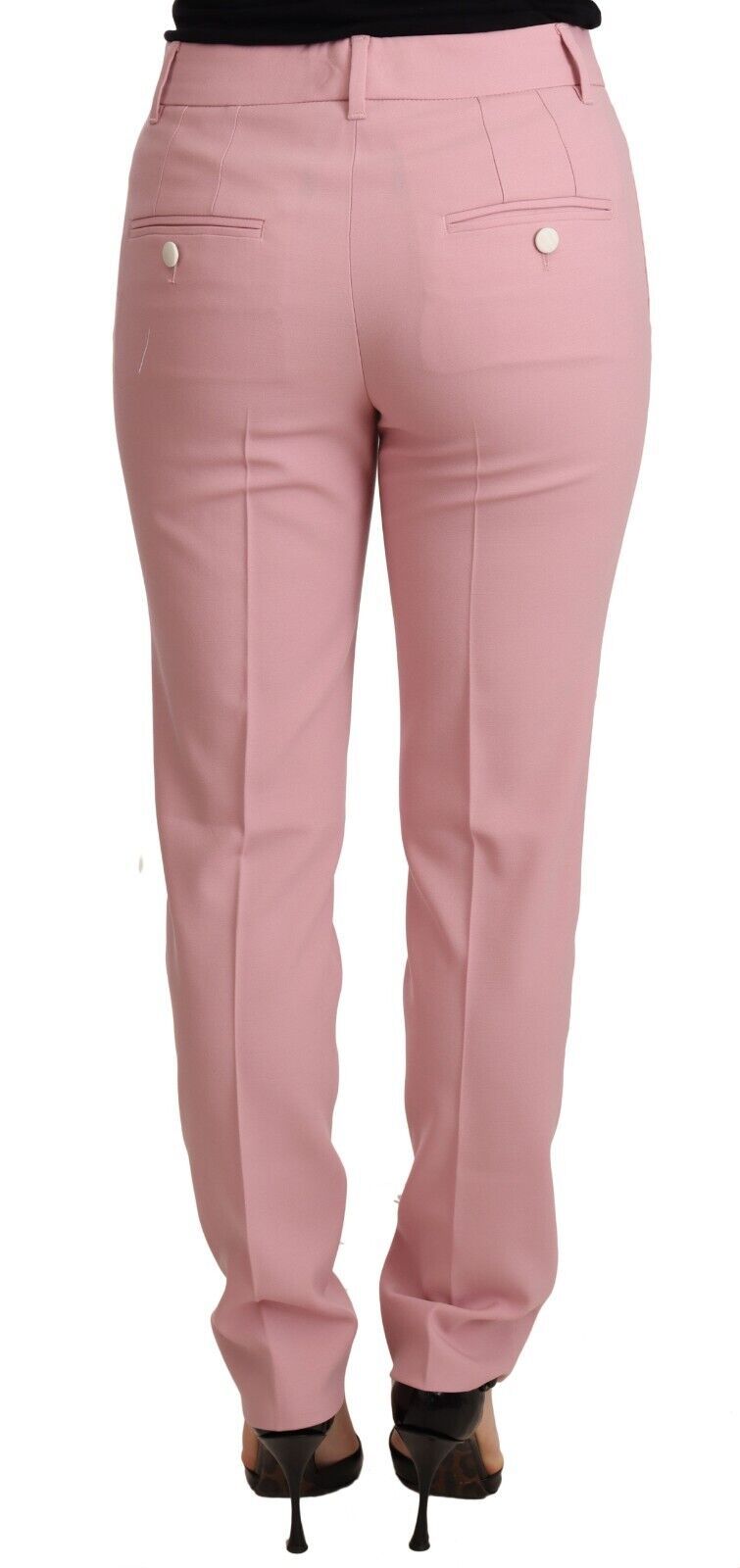 Elegant Pink Tapered Wool Trousers Dolce & Gabbana