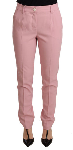 Elegant Pink Tapered Wool Trousers Dolce & Gabbana