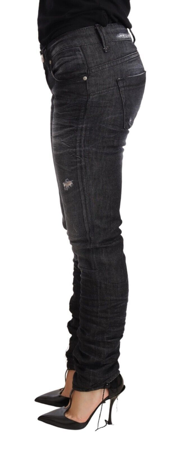 Elegant Low Waist Skinny Black Denim Acht