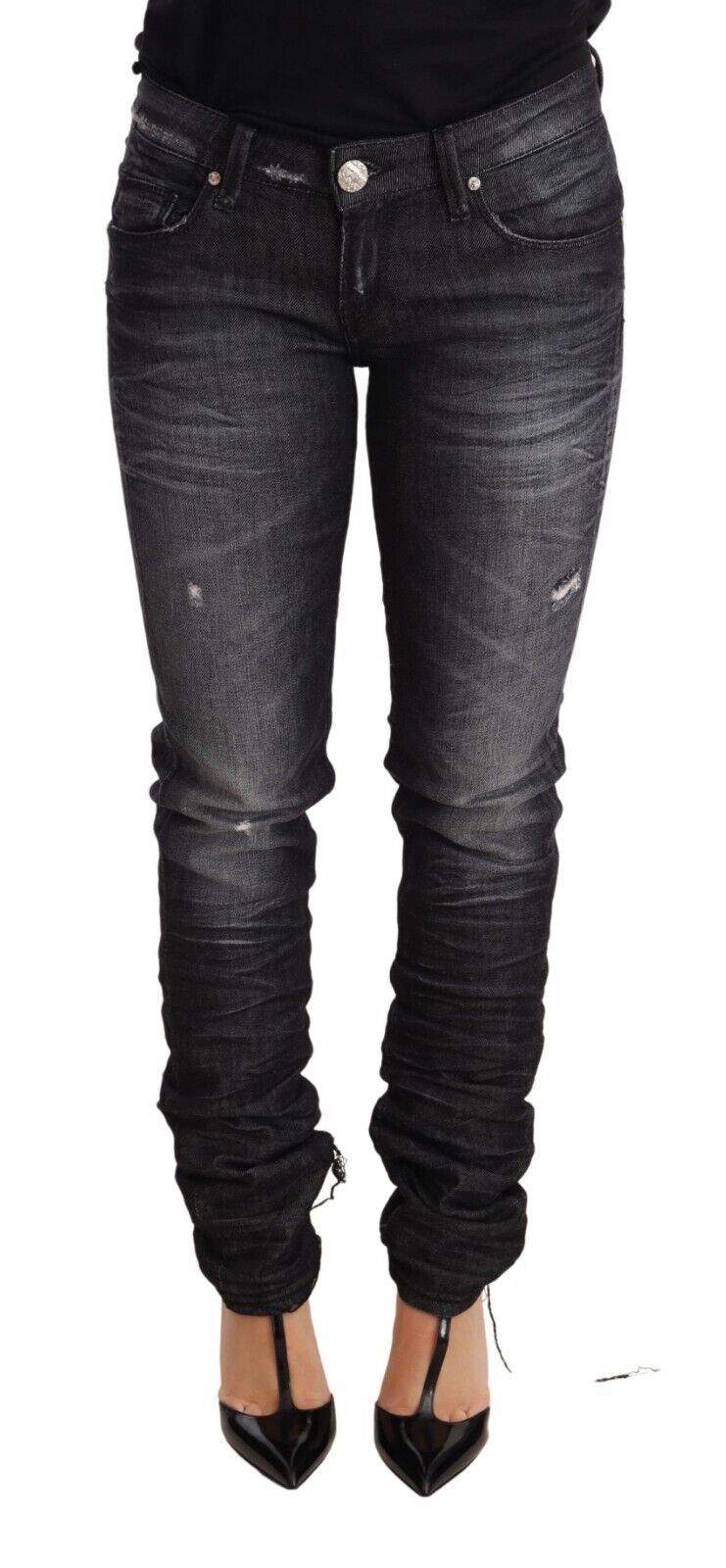 Elegant Low Waist Skinny Black Denim Acht