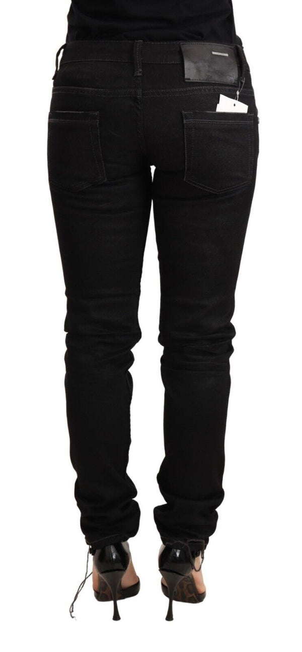 Sleek Black Washed Skinny Jeans Acht