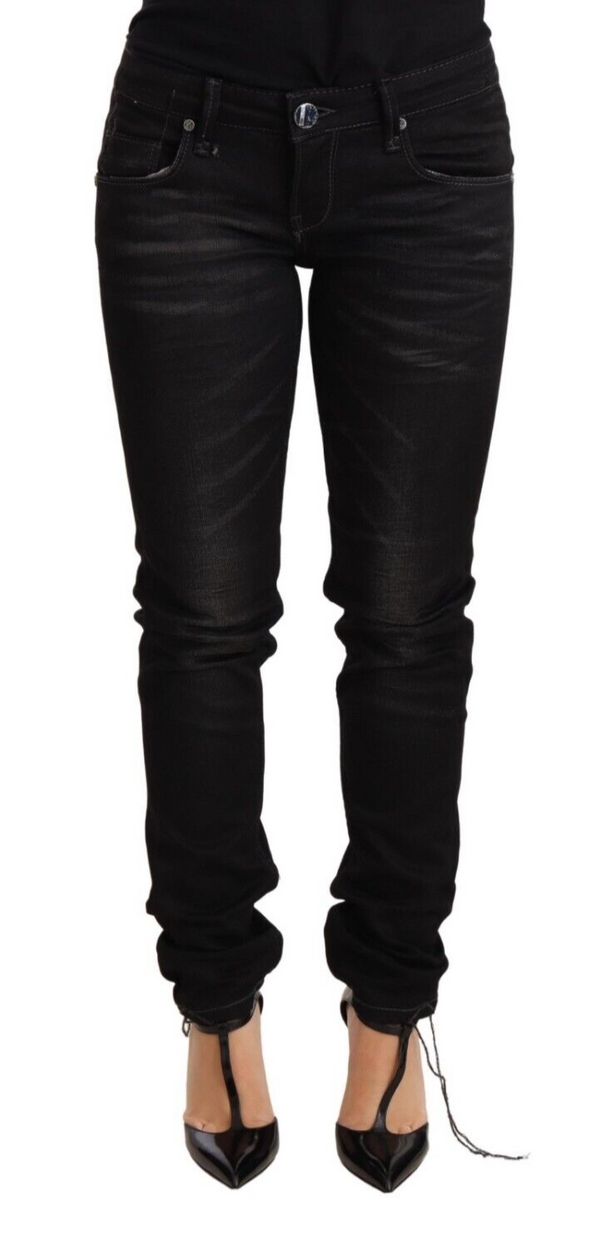 Sleek Black Washed Skinny Jeans Acht