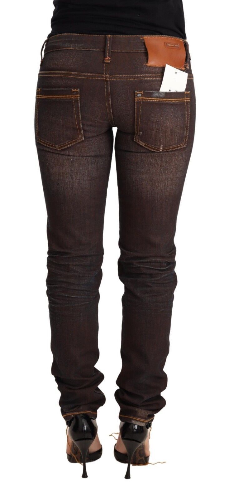 Chic Low Waist Skinny Brown Jeans Acht