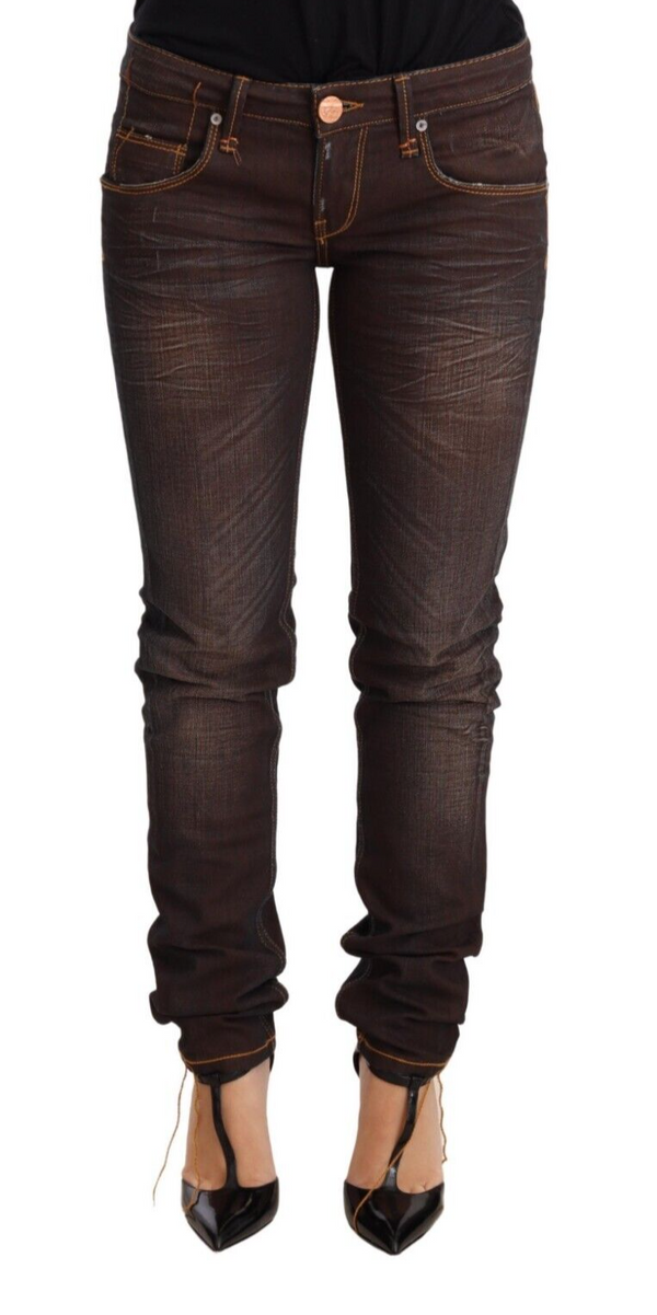 Chic Low Waist Skinny Brown Jeans Acht