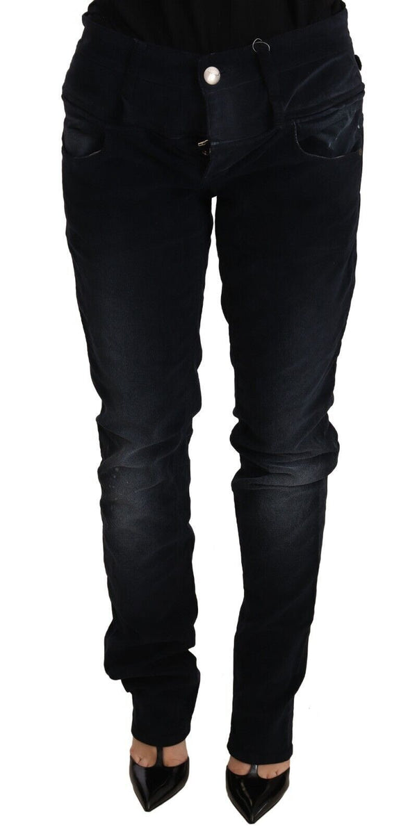 Elegant Dark Blue Slim-Fit Denim Acht