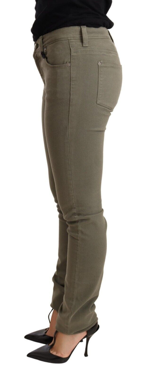 Chic Green Low Waist Skinny Jeans Ermanno Scervino