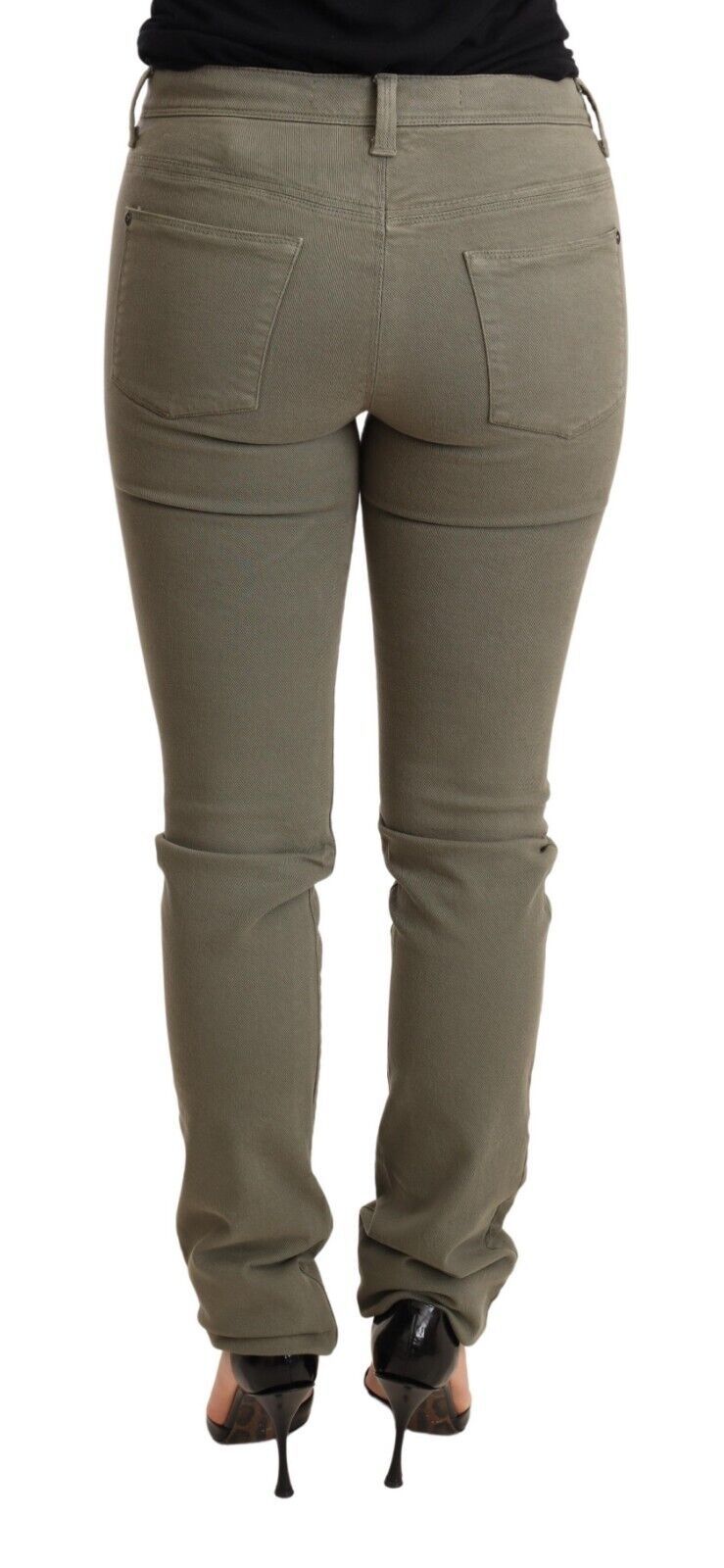 Chic Green Low Waist Skinny Jeans Ermanno Scervino