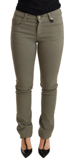 Chic Green Low Waist Skinny Jeans Ermanno Scervino