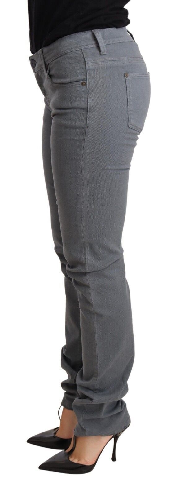 Sleek Gray Low Waist Skinny Jeans Ermanno Scervino