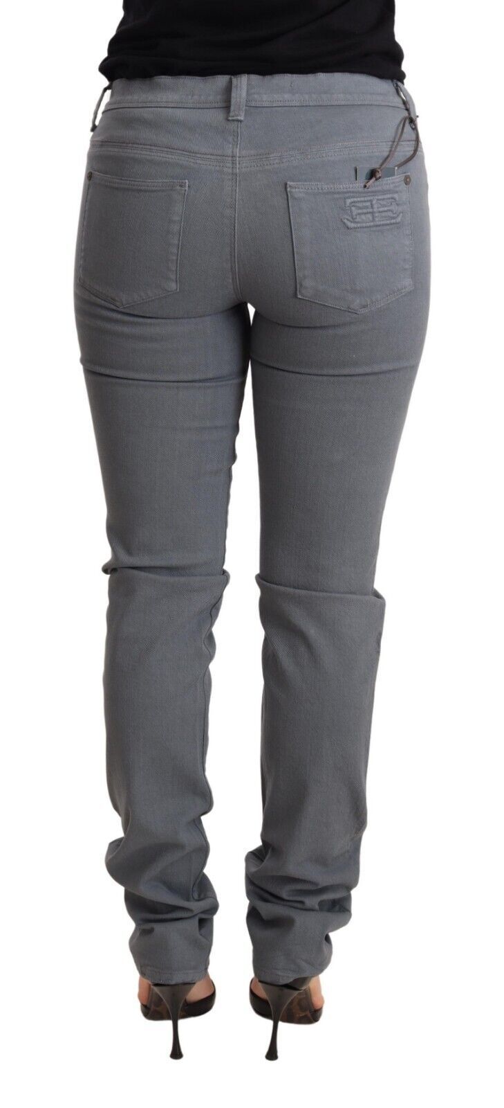 Sleek Gray Low Waist Skinny Jeans Ermanno Scervino