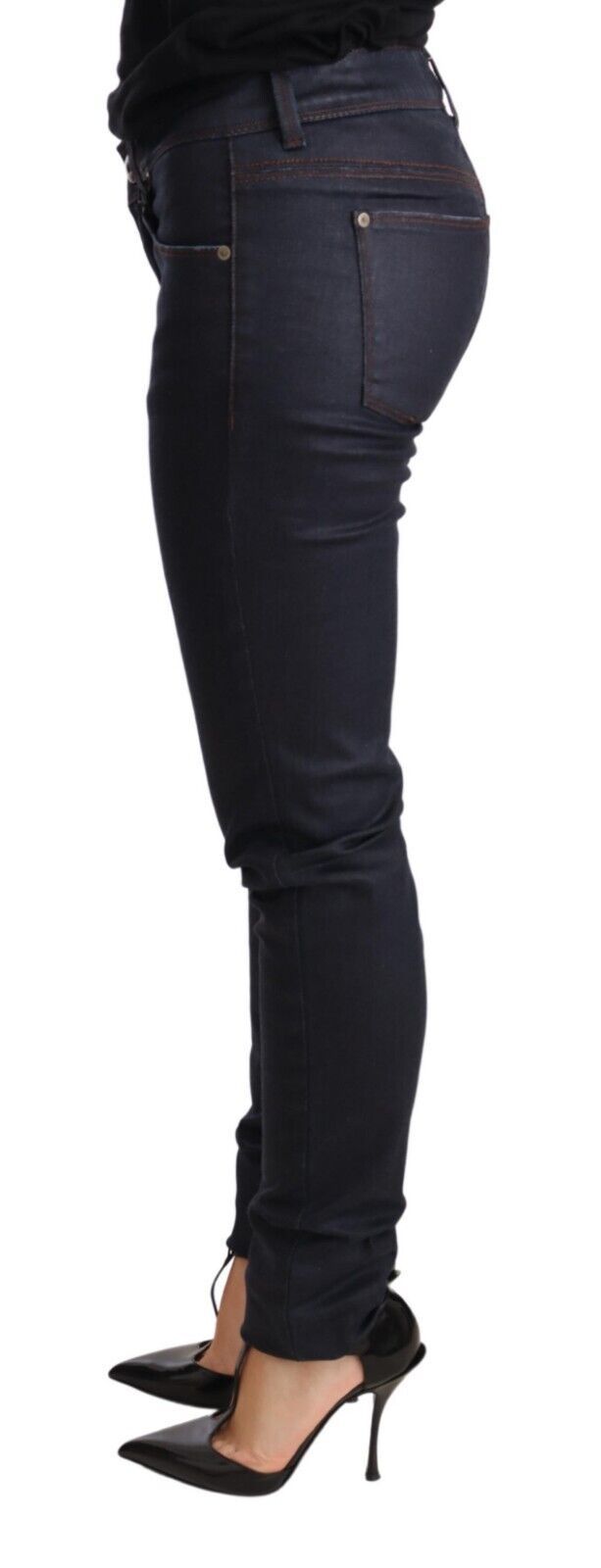 Chic Dark Blue Low Waist Skinny Jeans Ermanno Scervino