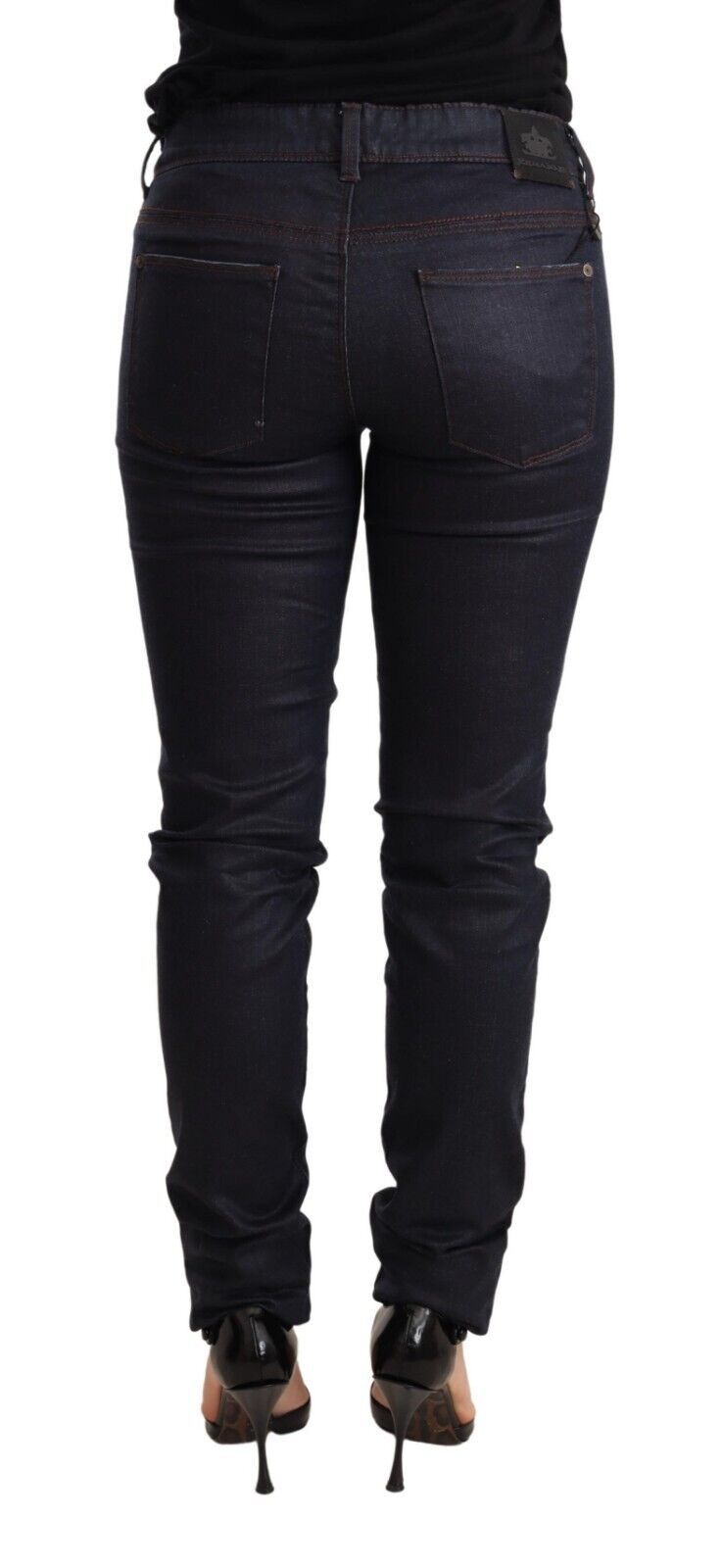 Chic Dark Blue Low Waist Skinny Jeans Ermanno Scervino