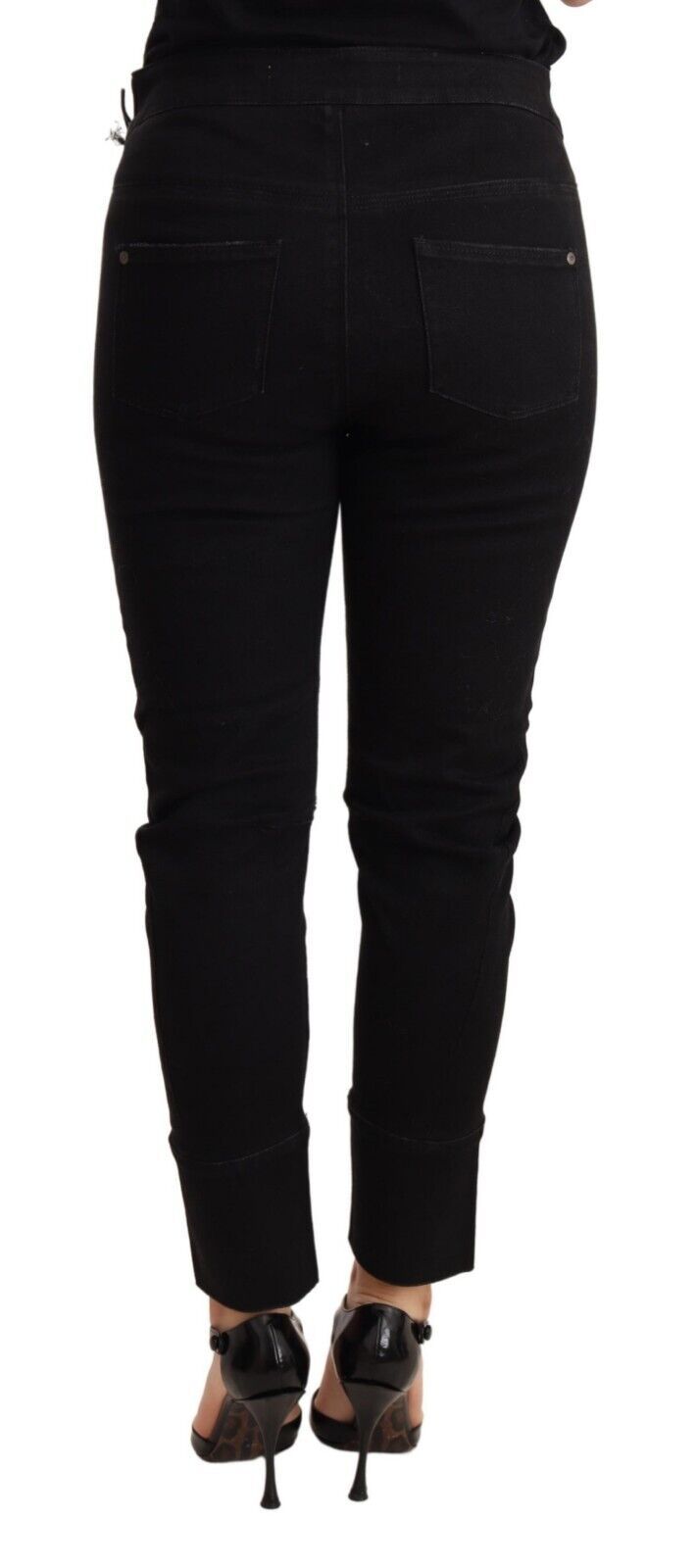 Chic Low Waist Skinny Black Cotton Trousers Ermanno Scervino