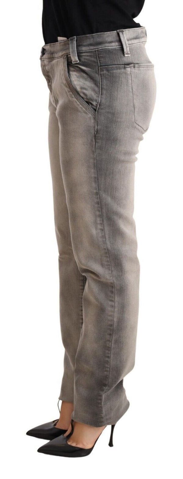 Chic Gray Washed Low Waist Skinny Jeans Ermanno Scervino