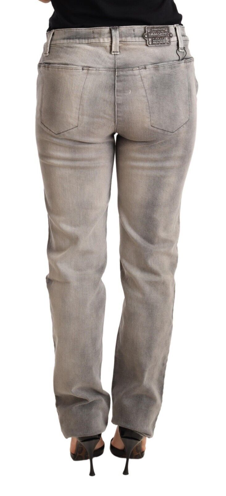 Chic Gray Washed Low Waist Skinny Jeans Ermanno Scervino