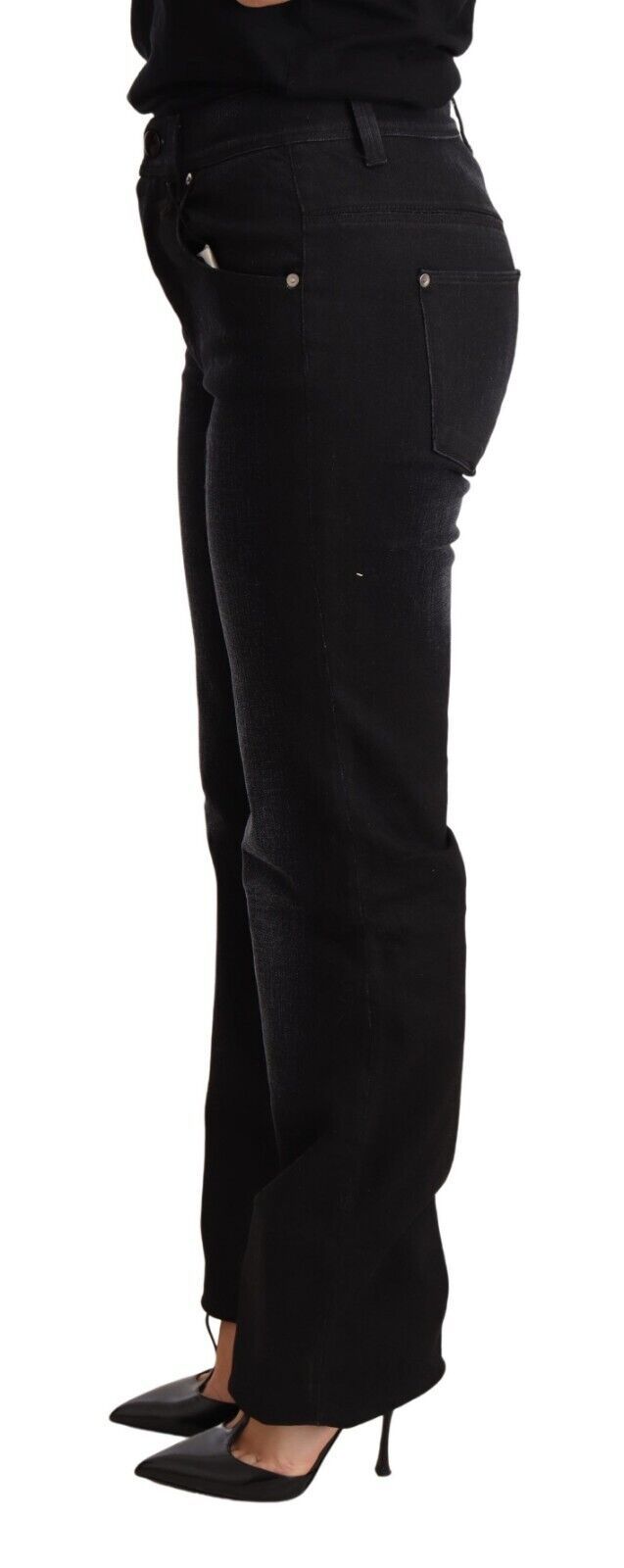 Chic Black Washed Straight Cut Jeans Ermanno Scervino