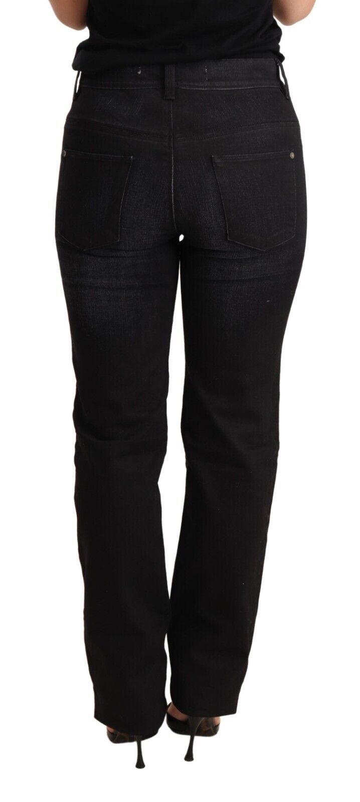 Chic Black Washed Straight Cut Jeans Ermanno Scervino