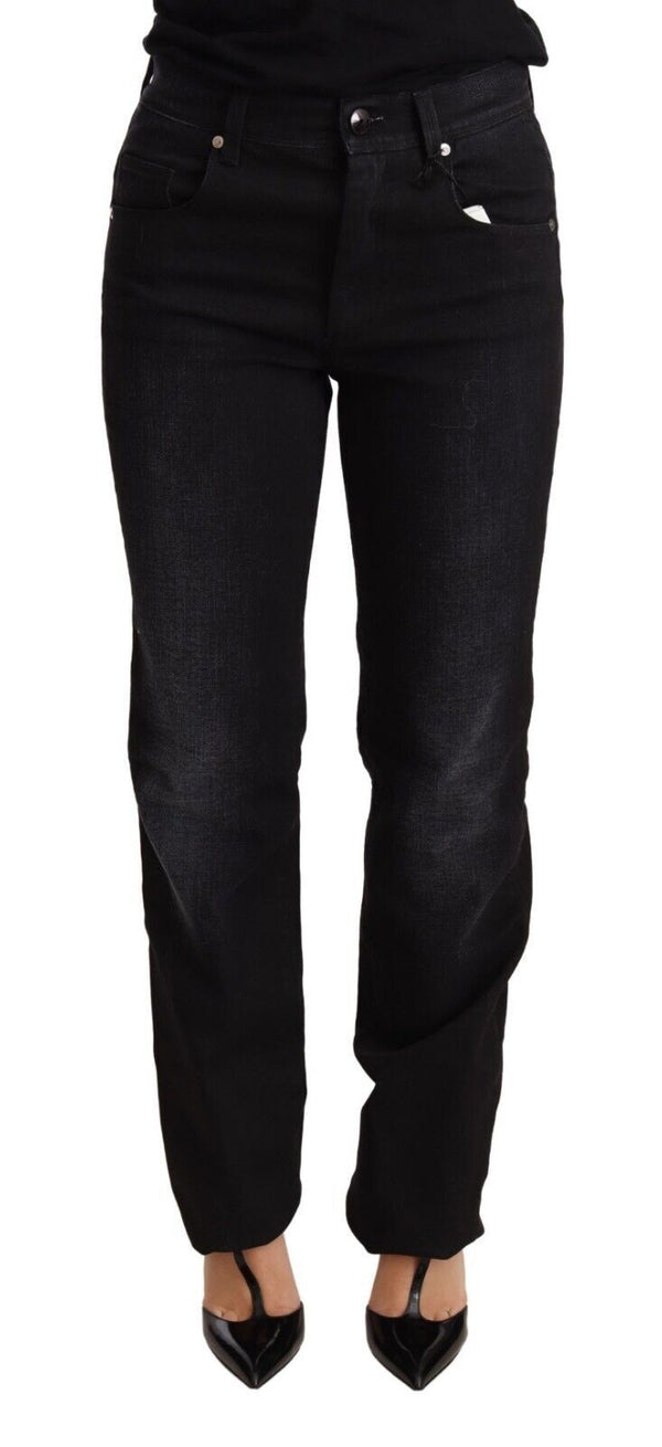 Chic Black Washed Straight Cut Jeans Ermanno Scervino