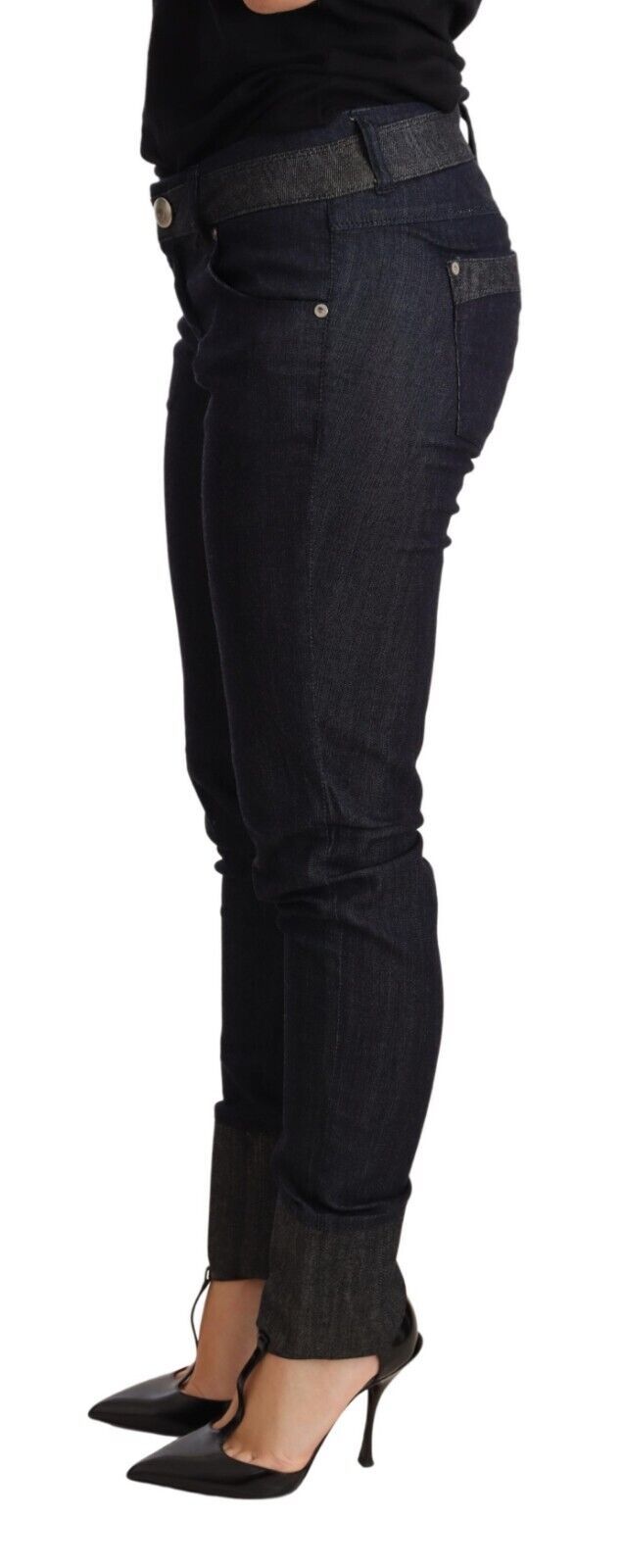 Chic Dark Blue Skinny Trouser Jeans Ermanno Scervino