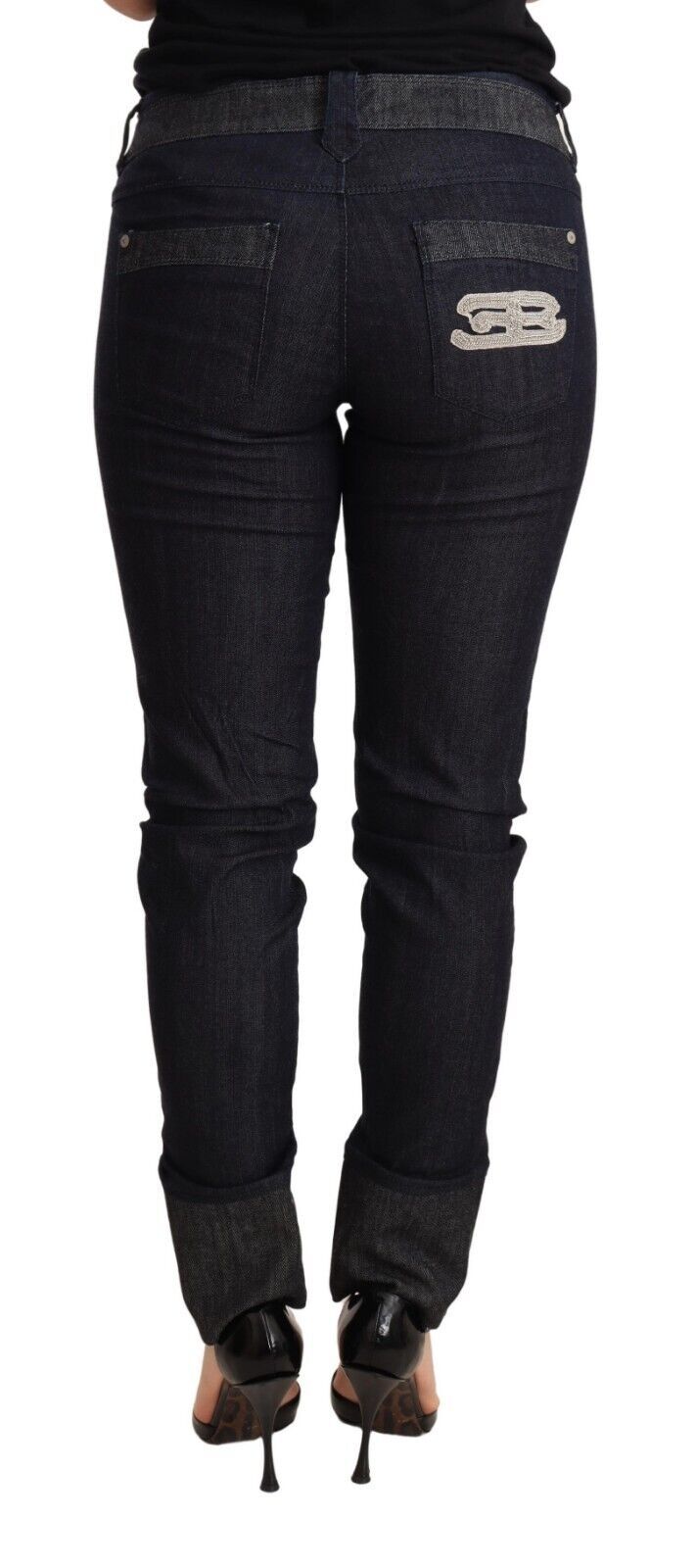 Chic Dark Blue Skinny Trouser Jeans Ermanno Scervino