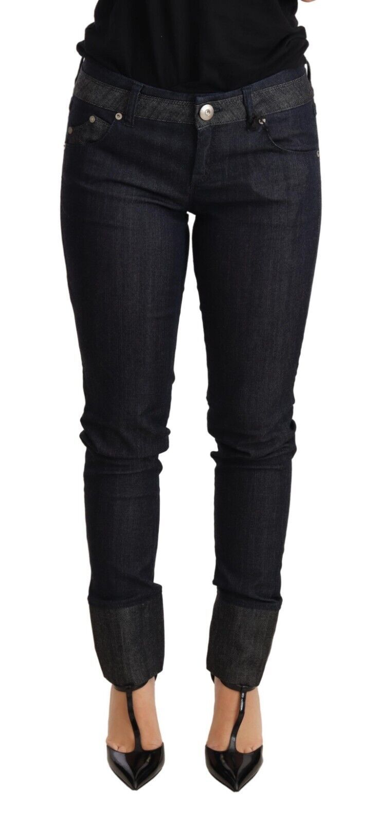 Chic Dark Blue Skinny Trouser Jeans Ermanno Scervino