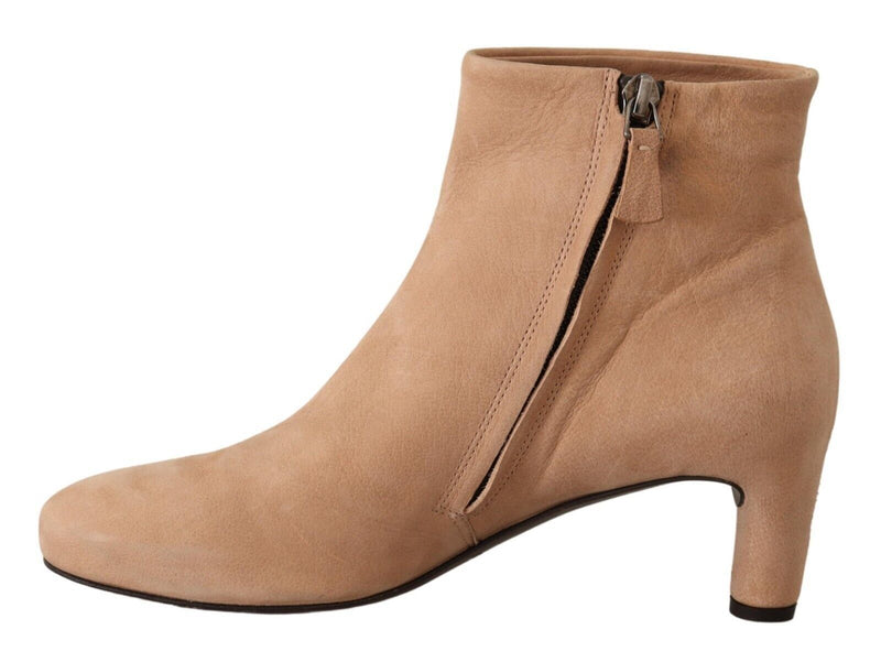 Elegant Beige Leather Boots DEL CARLO