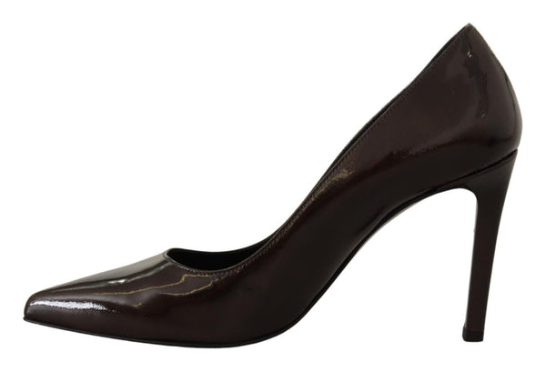 Elegant Brown Leather Heels Pumps Sofia