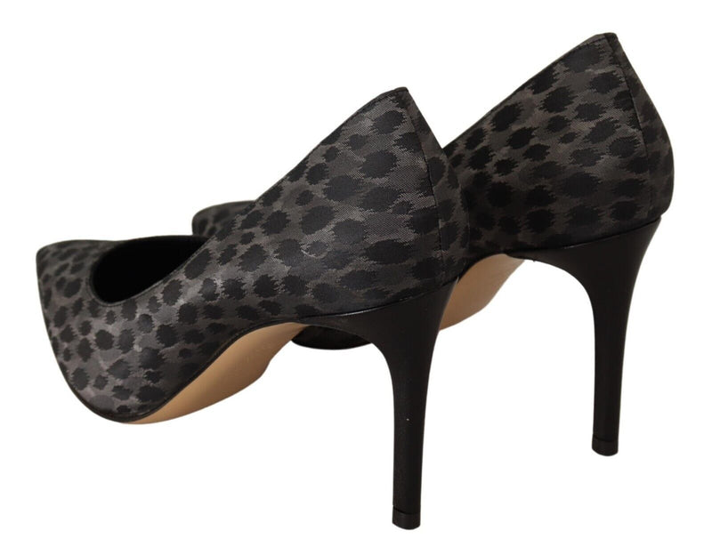 Elegant Black Leopard Print Leather Heels Sofia