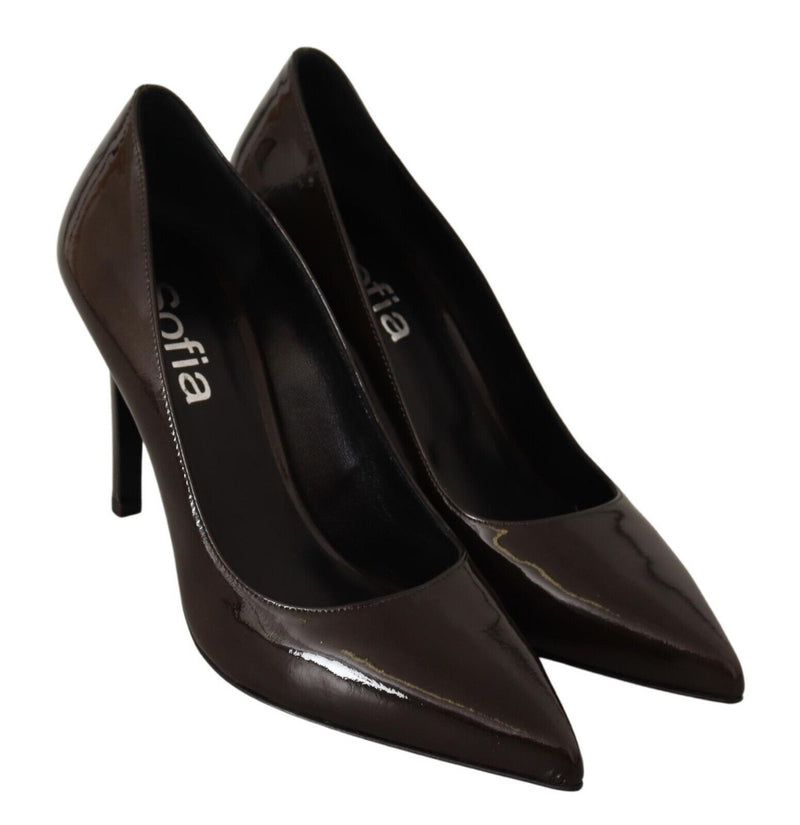 Elegant Brown Leather Heels Pumps Sofia