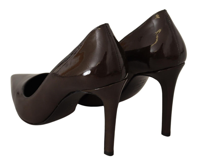 Elegant Brown Leather Heels Pumps Sofia