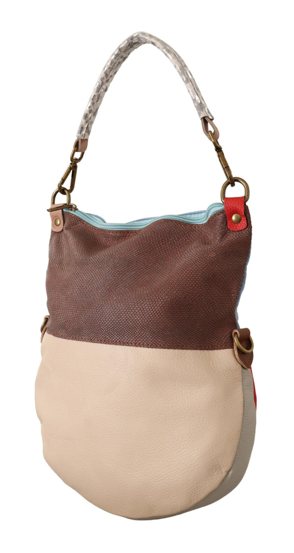 Chic Multicolor Leather Tote with Gold Accents EBARRITO