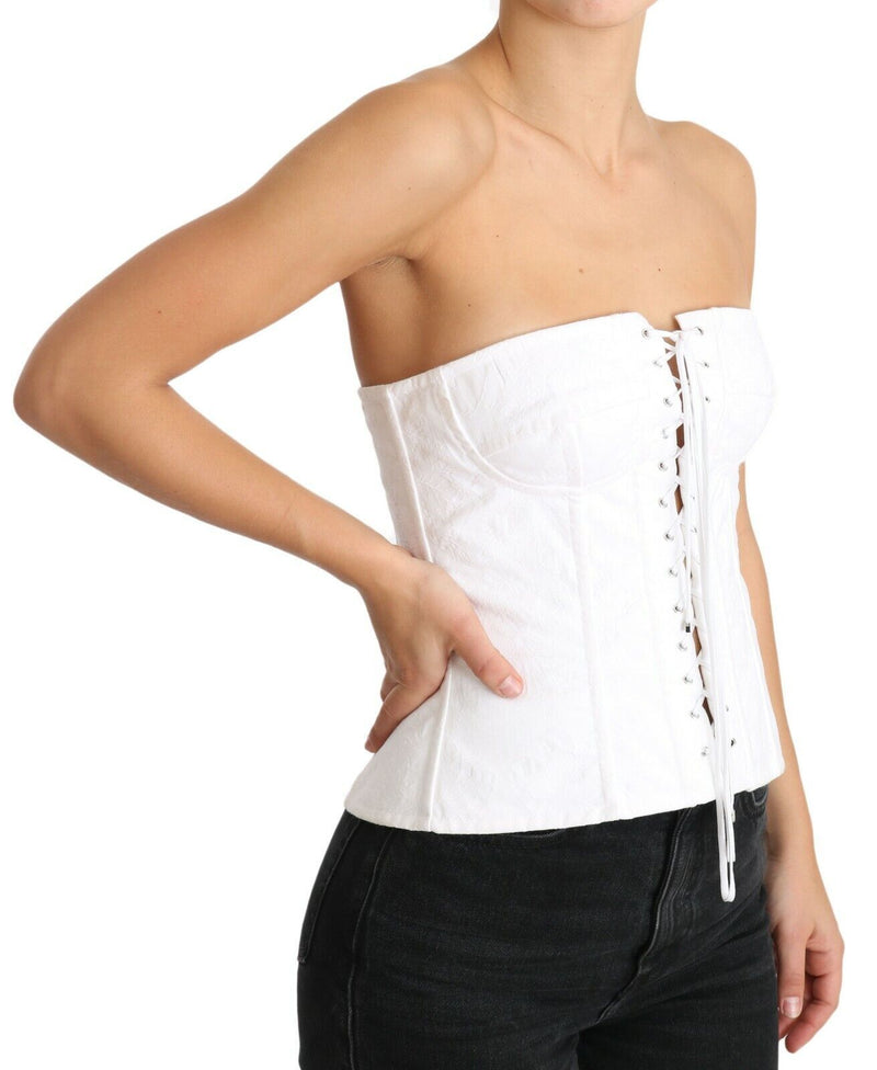 Elegant White Strapless Corset Top Dolce & Gabbana