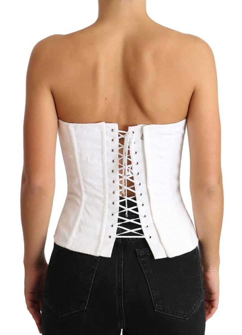 Elegant White Strapless Corset Top Dolce & Gabbana