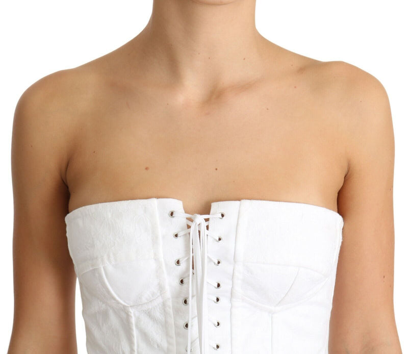 Elegant White Strapless Corset Top Dolce & Gabbana