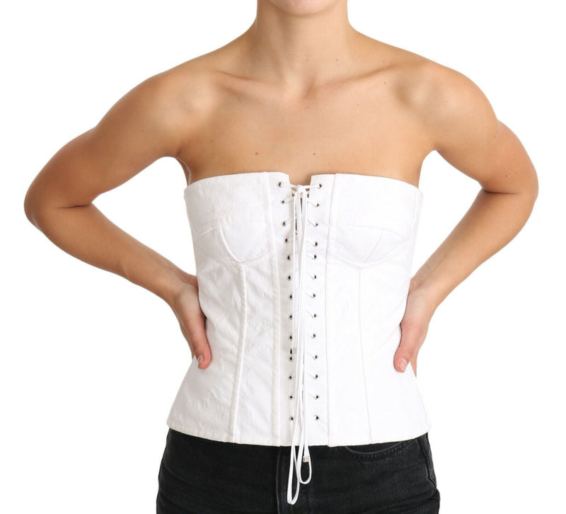 Elegant White Strapless Corset Top Dolce & Gabbana