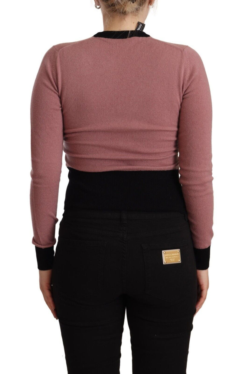 Elegant Pink Cashmere Crewneck Sweater Dolce & Gabbana