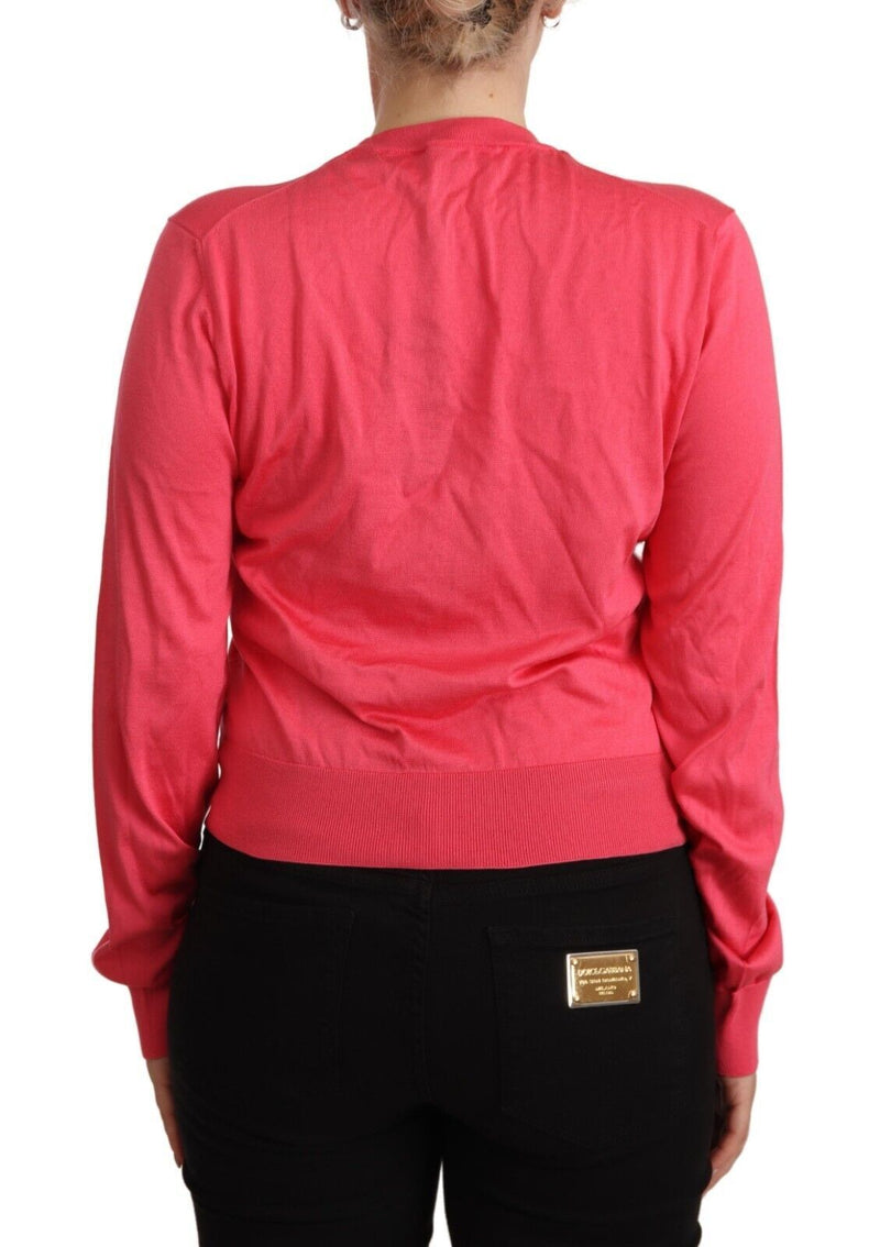 Elegant Pink Silk Crewneck Sweater Dolce & Gabbana