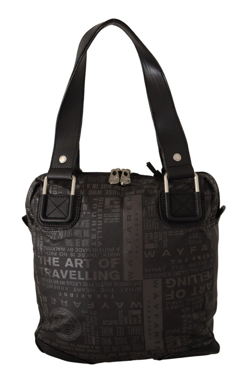 Chic Black and Gray Fabric Shoulder Handbag WAYFARER