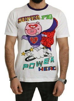 Chic White Cotton Pig Motif Tee Dolce & Gabbana