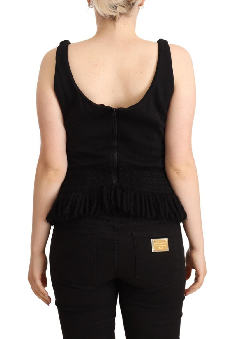 Chic Sleeveless Designer Tank Top in Black Ermanno Scervino