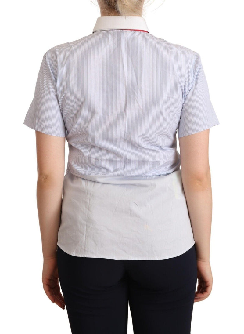 Chic Light Blue Polished Cotton Polo Top AGLINI