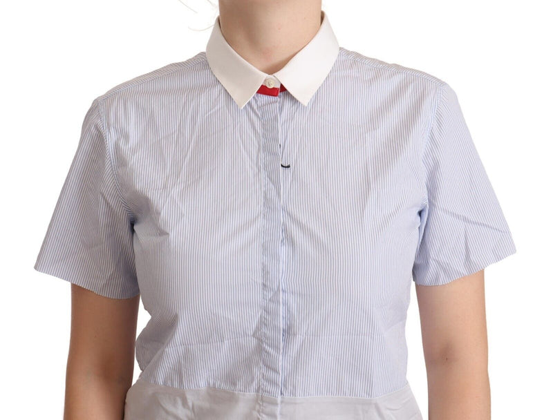 Chic Light Blue Polished Cotton Polo Top AGLINI