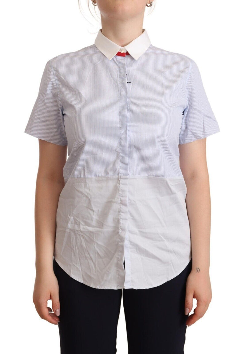 Chic Light Blue Polished Cotton Polo Top AGLINI